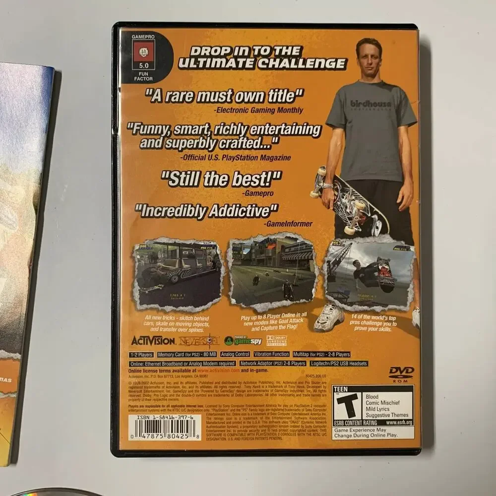 Tony Hawk's Pro Skater 4 PS2 Sony PlayStation 2 2002 Complete Game Box Insert